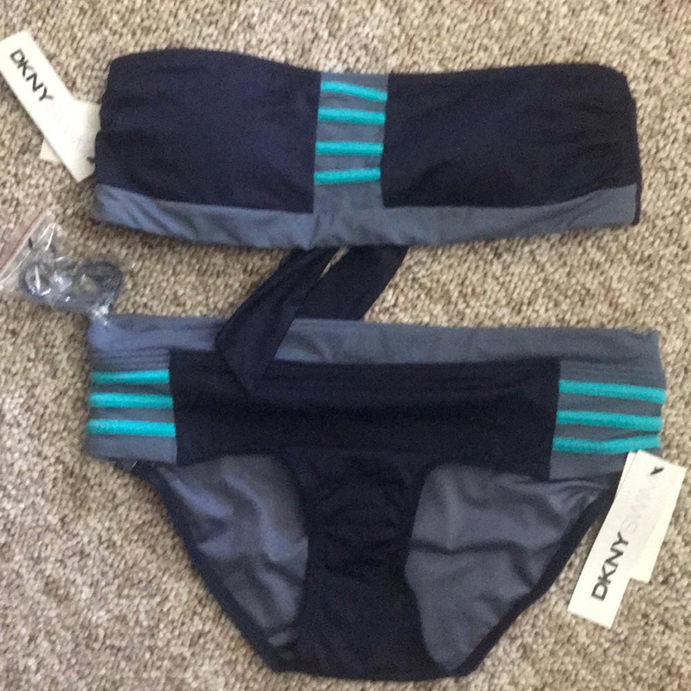 Dkny swim bandeau strapless boy short bikini new